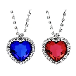 2024 New Titanic Blue Red Necklace+Earrings Ocean Heart Love Eternal Shining High End Jewelry Bridal Wedding