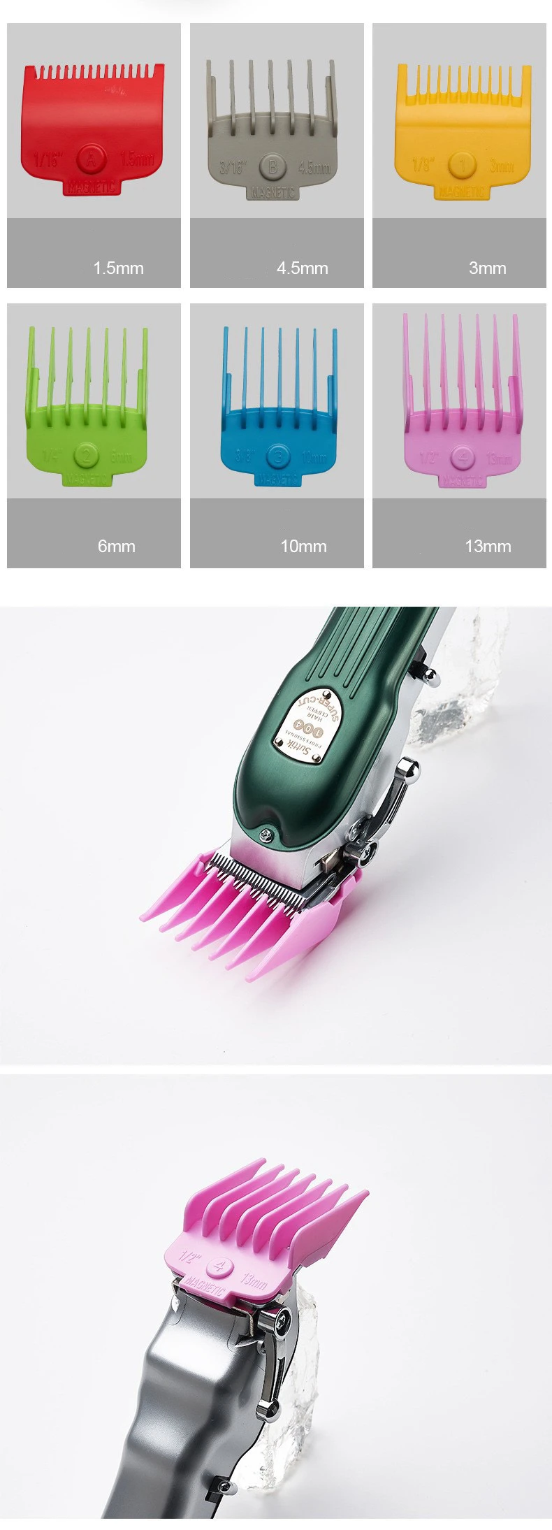 ماكينة قص الشعر الكهربائية المغناطيسية، مشط الحلاقة، أدوات الشعر، ماكينة قص الشعر، مشط تحديد المواقع، حارس مغناطيسي، أسود ولون