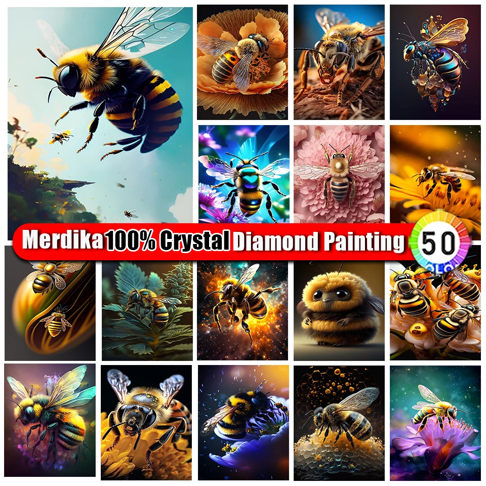 100% Crystal Diamond Painting Animal Honeybee  Cute Cartoon Animal Zipper Bag Diamond Embroidery Kit Living Room Bar Wall Decor