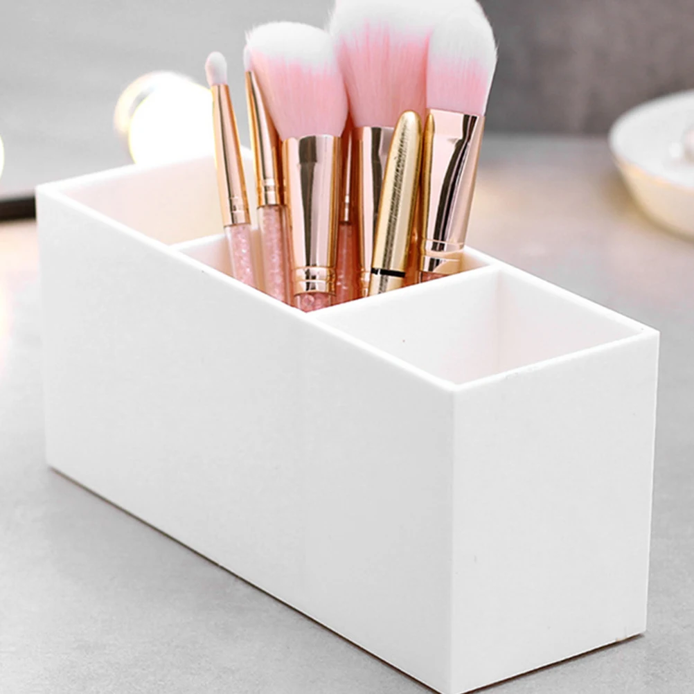 3-Gitter-Aufbewahrungsbehälter für Make-up-Pinsel, Augenbrauenstift, Desktop-Organizer, langlebiger Kunststoff, Handwerk, Bürobedarf, Schmuckhalter