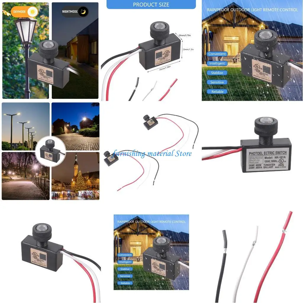 

Y5GD 2Pcs Automatic On/Off Photoelectric Switches Light Sensors Controllers Enduring
