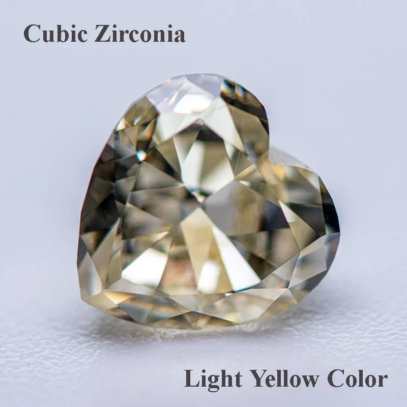 

Cubic Zirconia Crushed Ice Cut Light Yellow Color Heart Shape Charms Beads for Diy Jewelry Making Rings Materials No Certificate