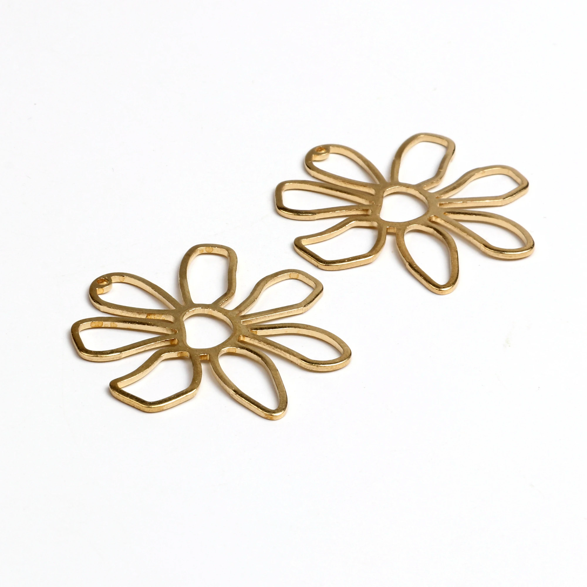 Hammered Brass Charms,Flower connector,Findings Accessories For Diy Earrings Necklace Bracelet DIY Making,Jewelry Supplies