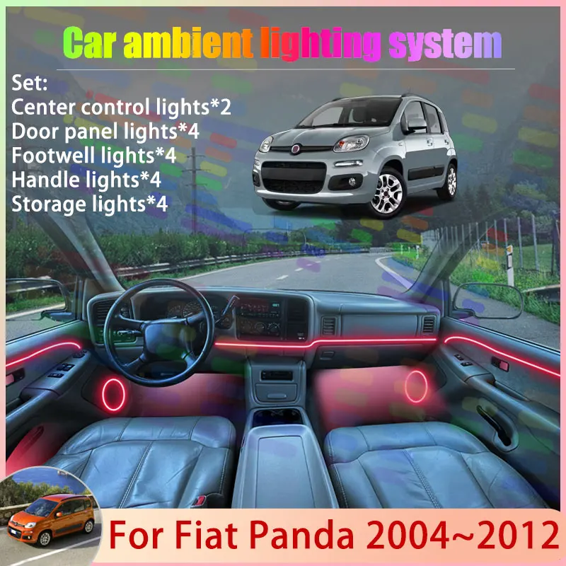 

Для Fiat Panda MK3 319 2012 ~ 2026 2013 2014 2015 2/18 в 1 автомобильный атмосферный светильник RGB абажур ансамбль стример атмосферный набор