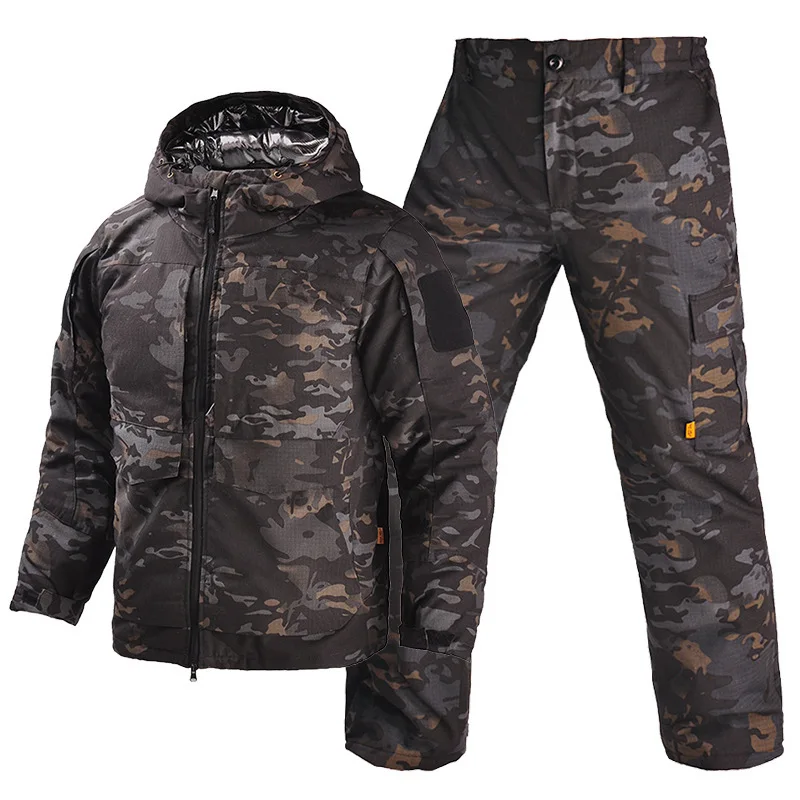 Heat reflection cotton-padded suit outdoor skiing camouflage suit charging warm hooded cotton-padded jacket