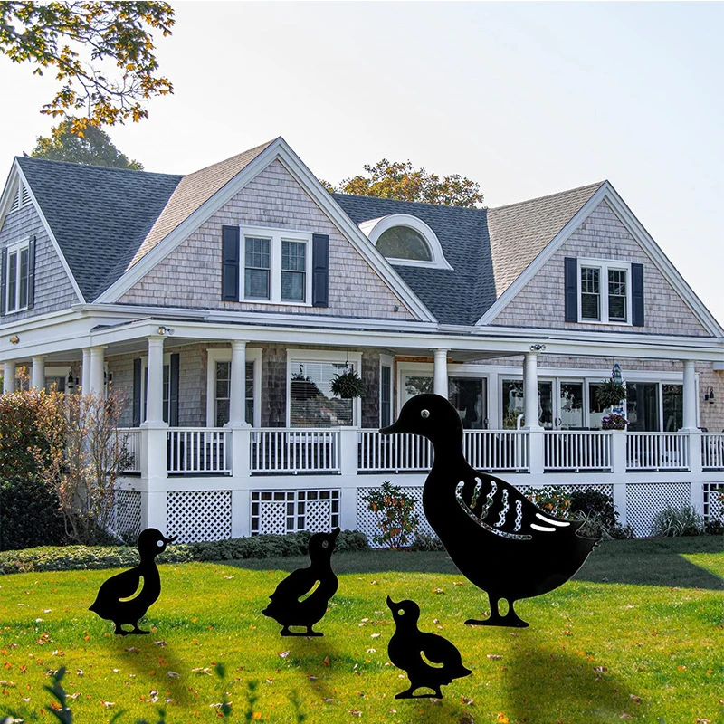 

Black Duck Silhouette Garden Statues For Yard Outdoor Lawn Patios Garden Decoration Duck Metal Stake Decorative Garden Stakes