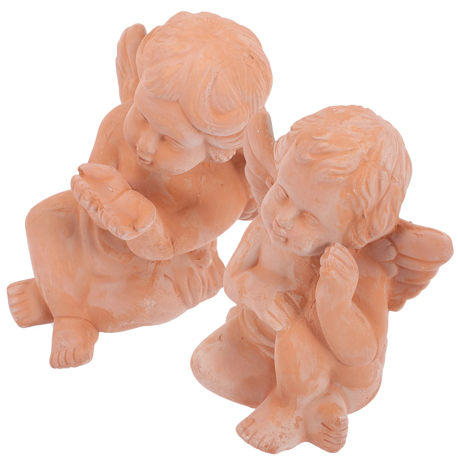 

2Pcs Adorable Angel Adornments Pottery Small Statue Home Garden Flowerpot Decor Lifelike Reverent Carving Stable Gift