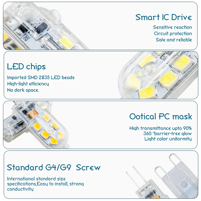 Lâmpada led g4 g9 3w 5 7 lamparas lâmpada led ac 110v 220v dc12v holofote lustre smd 2835 iluminação substituir lâmpadas halógenas