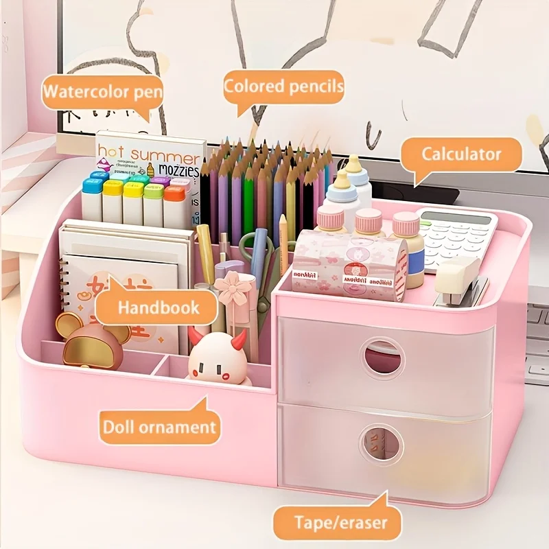 Household Storage Essential Large Capacity Pen Holder Space Saving Desktop Organizer For Office Desk And Drawer Daily Storage 6