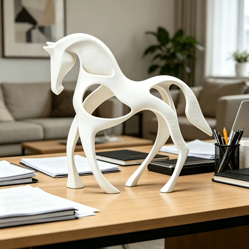 1/3 Piece Set of Abstract White Horse Hollow-Out Sculptures, Desktop Decorations, Minimalist Line Art for Living Room and Bedroom, Tabletop Ambiance Decor, Home Decor Mini Statues, Christmas and Halloween Gifts