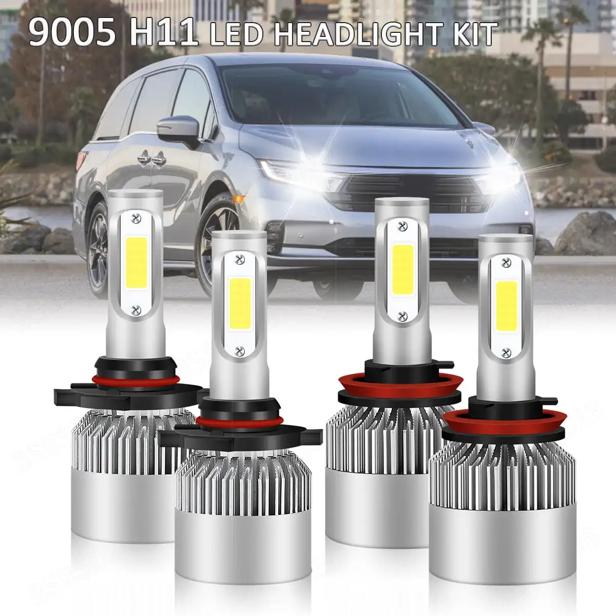 

For Honda Odyssey 2011-2017 Front LED Headlight Bulbs Kit 6000K High Low Beam
