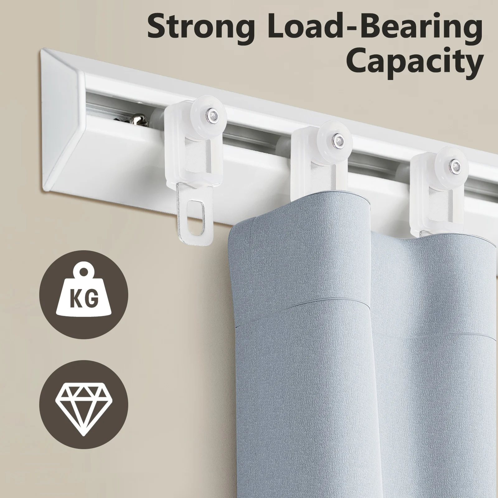 50Pcs Curtain Track Roller Stainless Steel Bearing Wheel Heavy Duty Silent Glider Hook For Home Decor Accessories