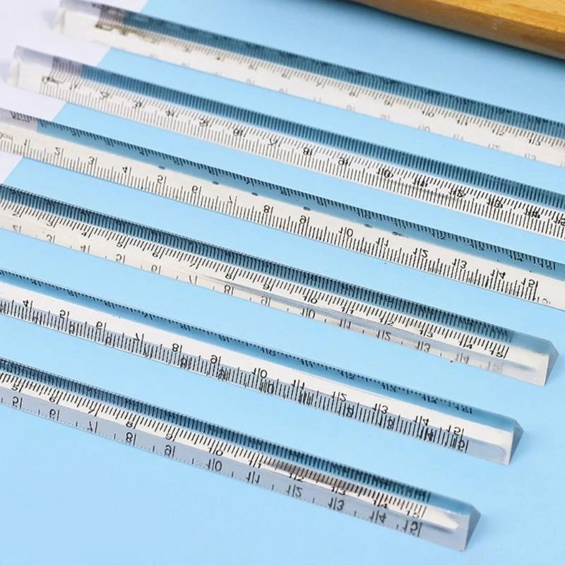 JU64 15cm/5.9inch Clear Triangles Ruler Drafting Tools Straight Drawing Ruler Students Stationery School Office Supplies