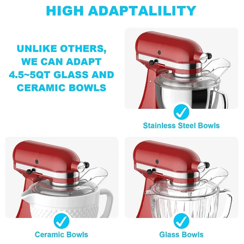 

ABEZ For Kitchenaid 4.5-5QT Tilt-Head Stand Mixers Parts Mixing Bowl+Dumping Shield Bracket Dishwasher Safe