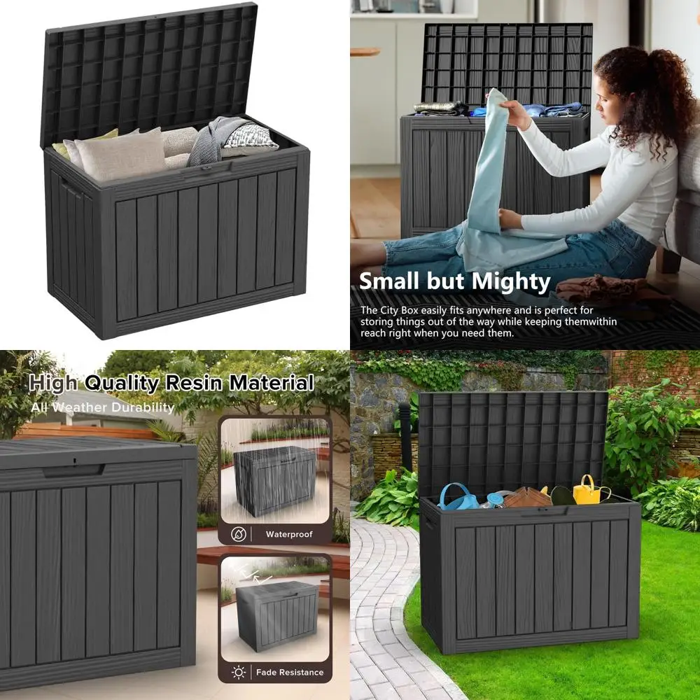 

Водонепроницаемый ящик для уличной террасы — 45 галлонов для хранения мебели для патио, садовых инструментов, подушек и снаряжения для бассейна с запирающейся крышкой и Si