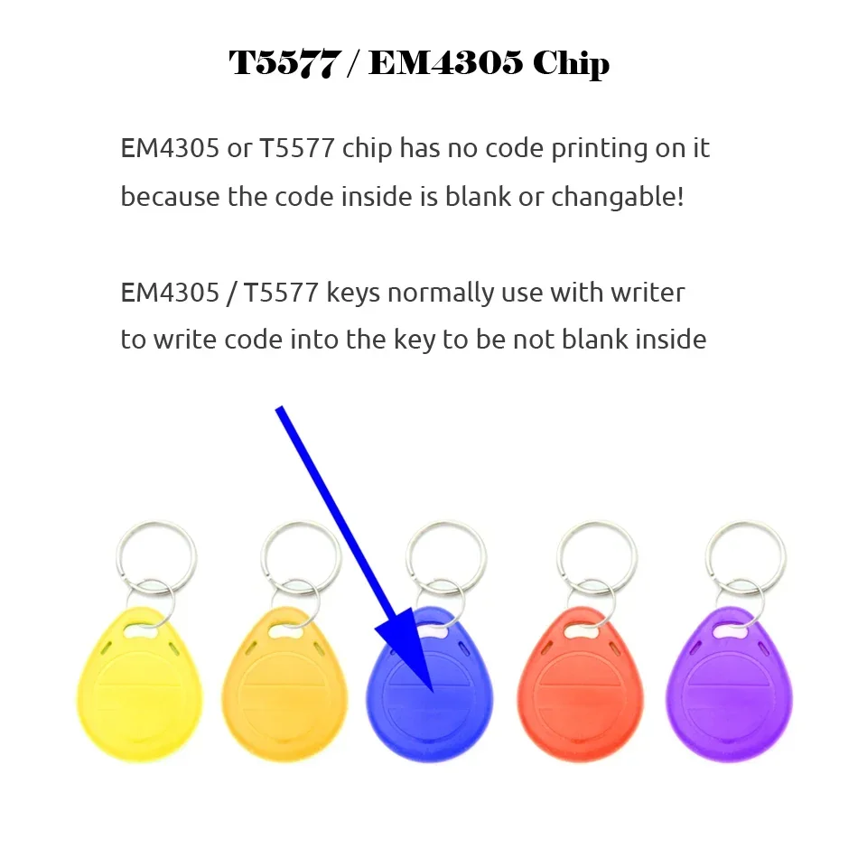 5YOA 10pcs 125KHz T5577 Keyfobs Rewritable Duplicate Badge 5200 Proximity Copy Access Card ID Token Ring RFID Cloner Keychain