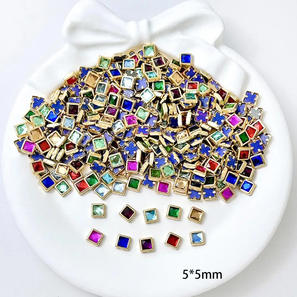 50 Stück Mini Bunte Quadratische Ovale Strass-Steine Eingelegte Nagelcharms Minimalistische Flache Runde Legierungs-Nagelkunst-Dekorationen für DIY – Detail 4