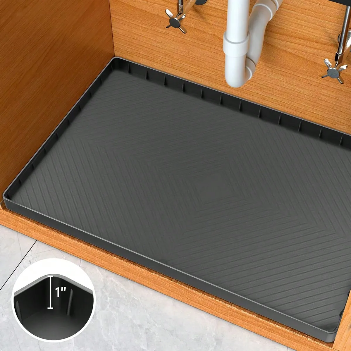 Leeseph Under Sink Silicone Mat, Waterproof Kitchen Sink Mats Protectors 27.9\