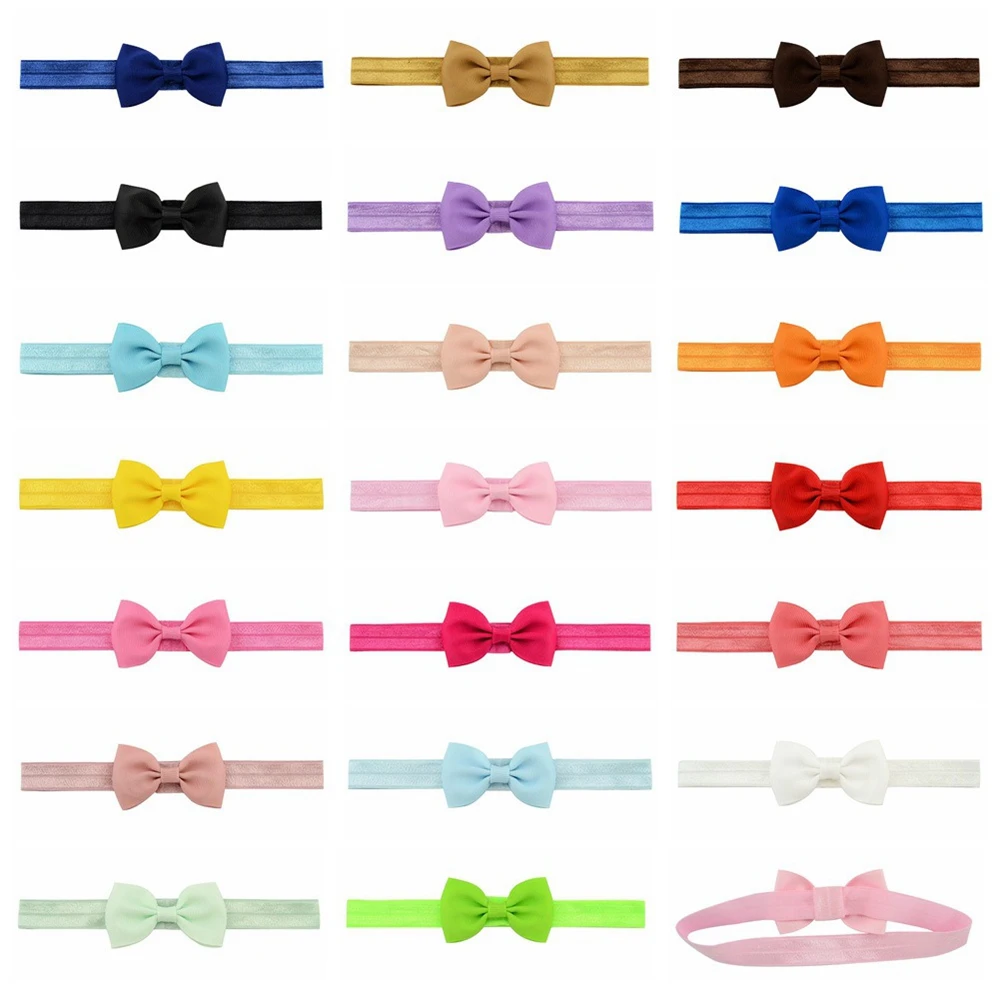 20PCS Ribbon Bows Baby Girls Headband Elastic Handmade Kids Newborn Infant Hairbands Toddler Hair Accessories Photo Props