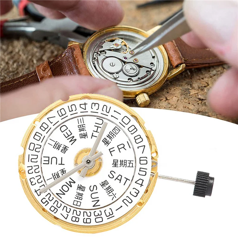【NECESSITY】2X 2836 Watch Movement 2836 Gold Movement With Week Plate+Calendar Plate High-Precision Automatic Mechanical Movement