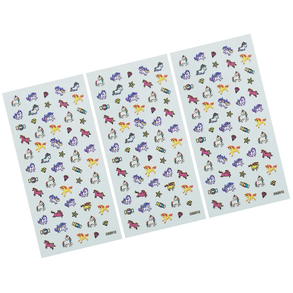 

3 листа наклеек для ногтей из безопасного материала, легко наносятся, мультяшные стикеры, для самостоятельного оформления, подарок на вечеринку, Рождество, Хэллоуин, день рождения, наклейки для нейл-арта