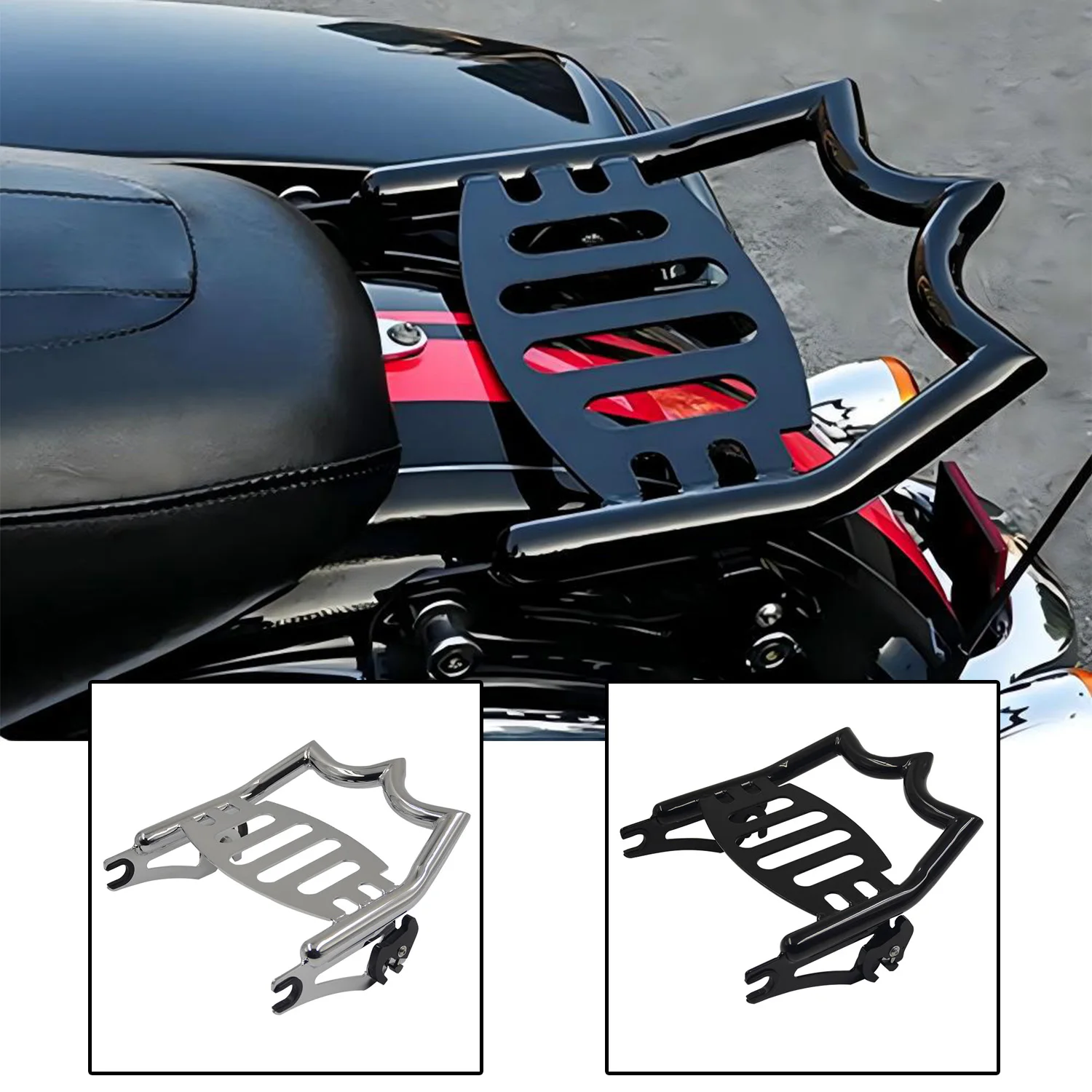 Motorcycle Accessories Solid Steel Crown Style Luggage Rack Detachable Tour Pack Kit for Harley Road King Road Glide 2009-2024