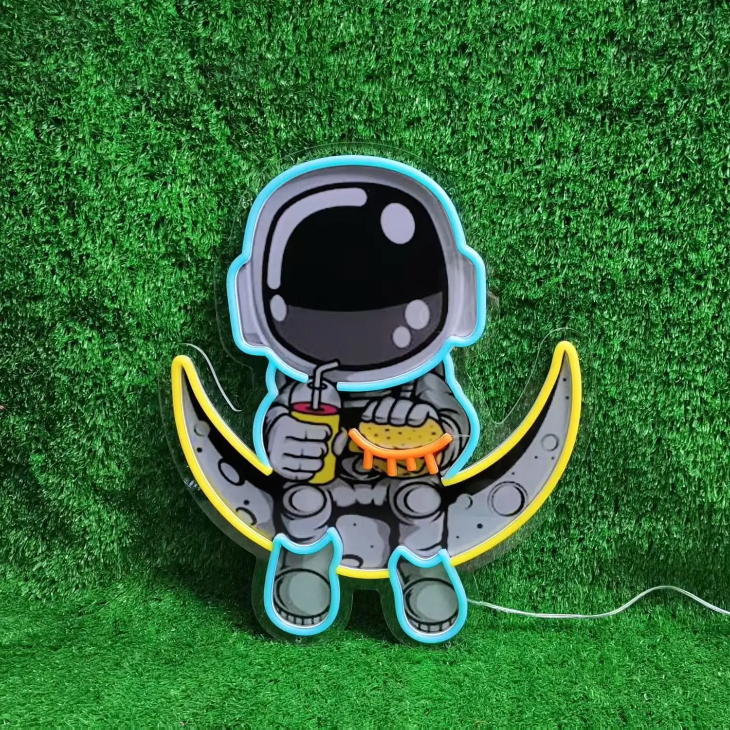 Neon Sign Astronaut  UV Printed LED Spaceman Light Sign for Bedroom Space Themed Store Snack Bar Cafe Shop Wall Decor USB Dimmer