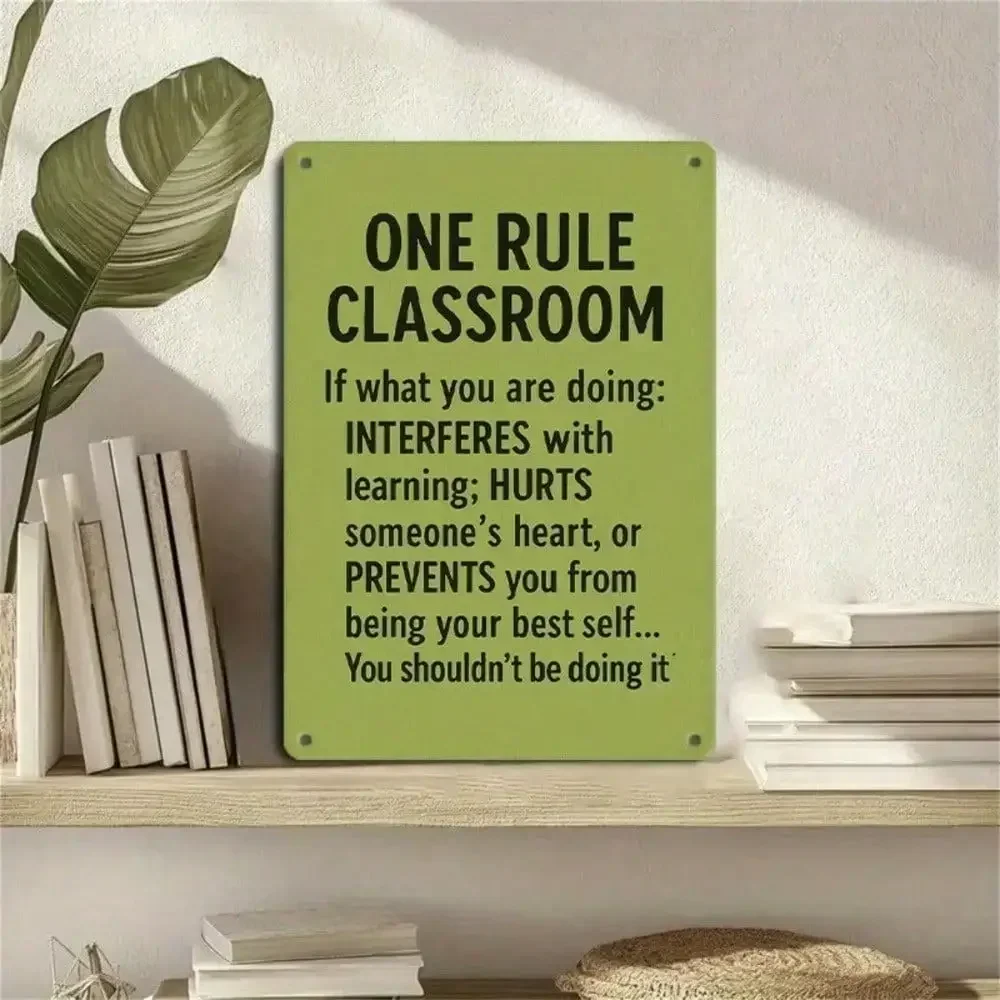 Letrero de metal Miken, decoración de pared motivacional para el aula, póster artístico de metal para oficina y escuela, 8x12 pulgadas