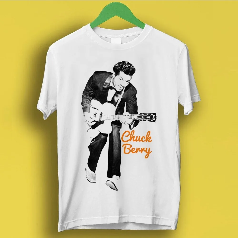 Chuck Berry Inspired Guitar Graphic Unisex T‑Shirt Rock Legend Loose Fit Comfortable Casual Short Sleeve Tops For Men Women