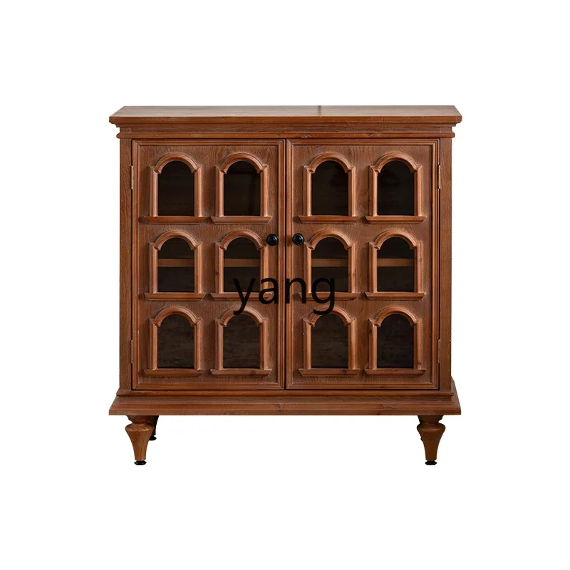 LH retro solid wood dining side cabinet household living room against the wall sofa small side cabinet antique locker