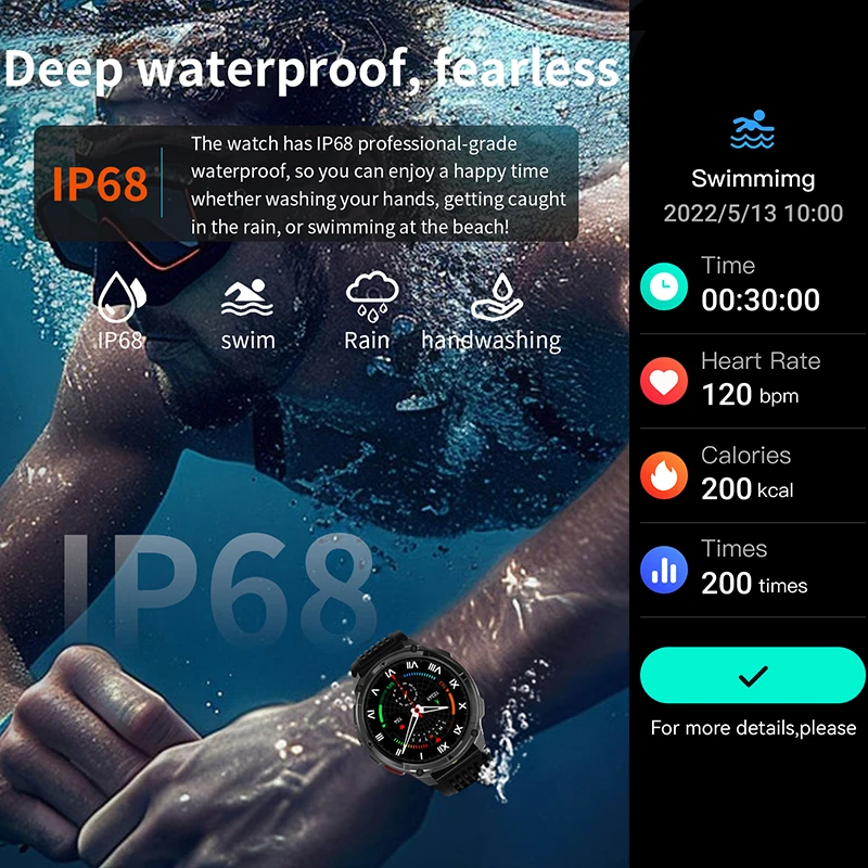 2026 New T-Rex3 Ultra Military Smart Watch 1100mAh Battery GPS Path IP68 Waterproof Sports Tracker Outdoors Compass Smartwatch image 5