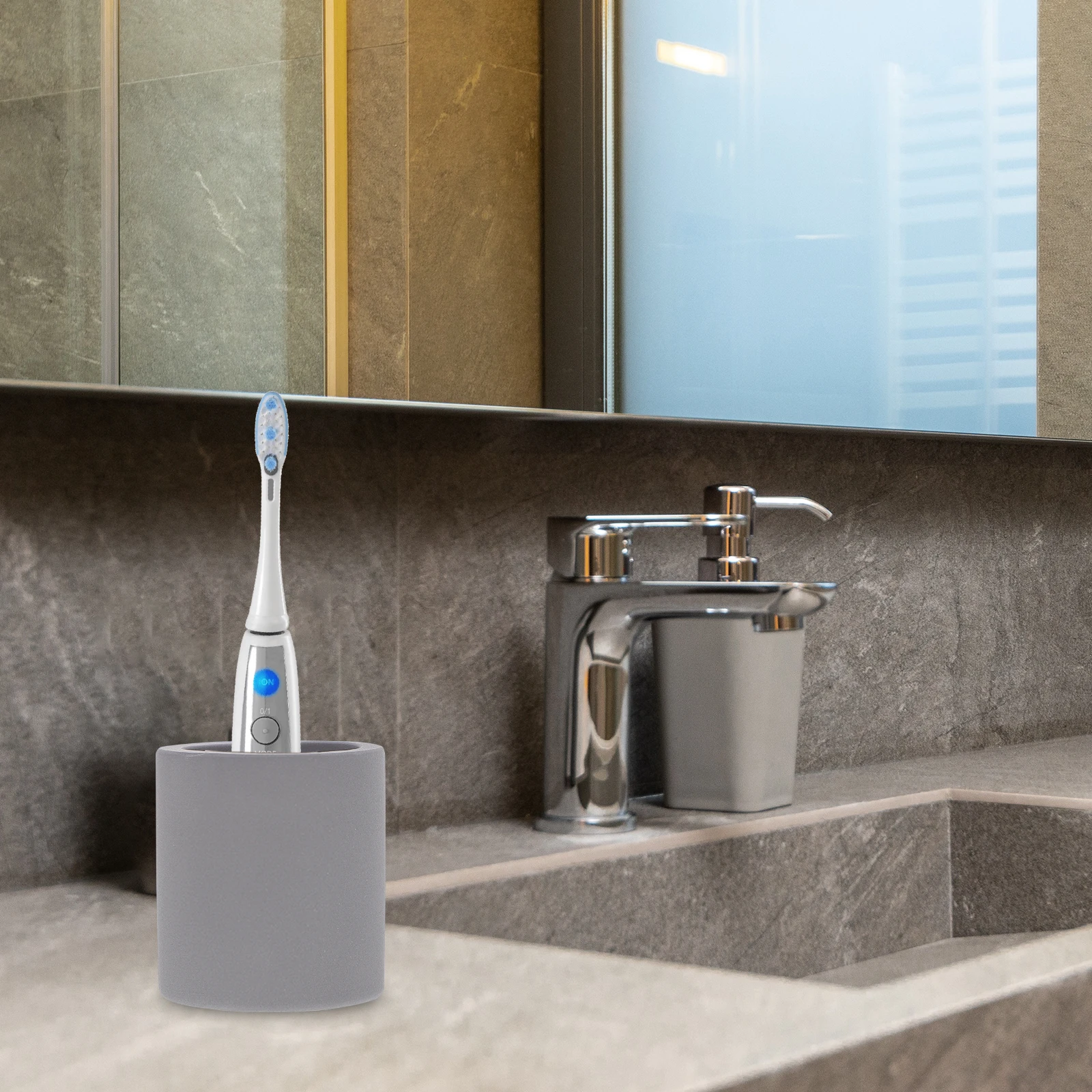 

Diatomaceous Earth Toothbrush Holder Sturdy Smooth Surface Easy Clean Simple Compact Storage Upright Drying Electric