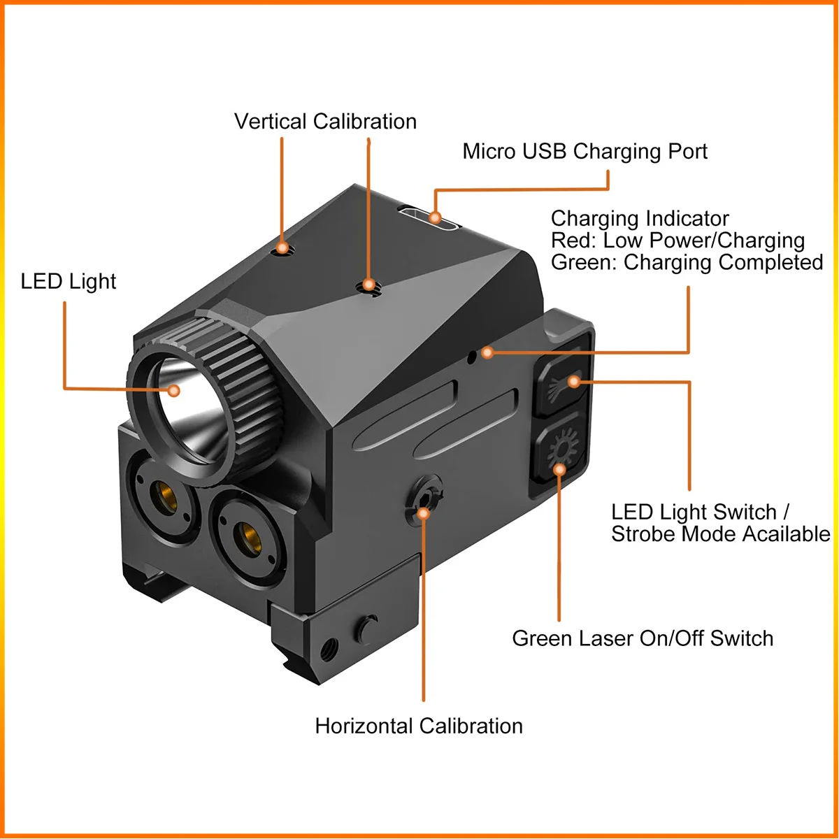 Tactical Green Blue/Red green Dual Laser Sight Ultra Low Profile Picatinny Mount Dot Sight for Pistol Magnetic USB Rechargeable