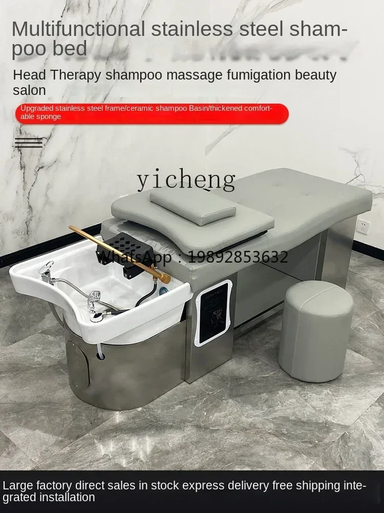 XTC8Barber Shop Ceramic Basin Shampoo Chair Water Circulation Fumigation Thai Head Massage Therapy Bed