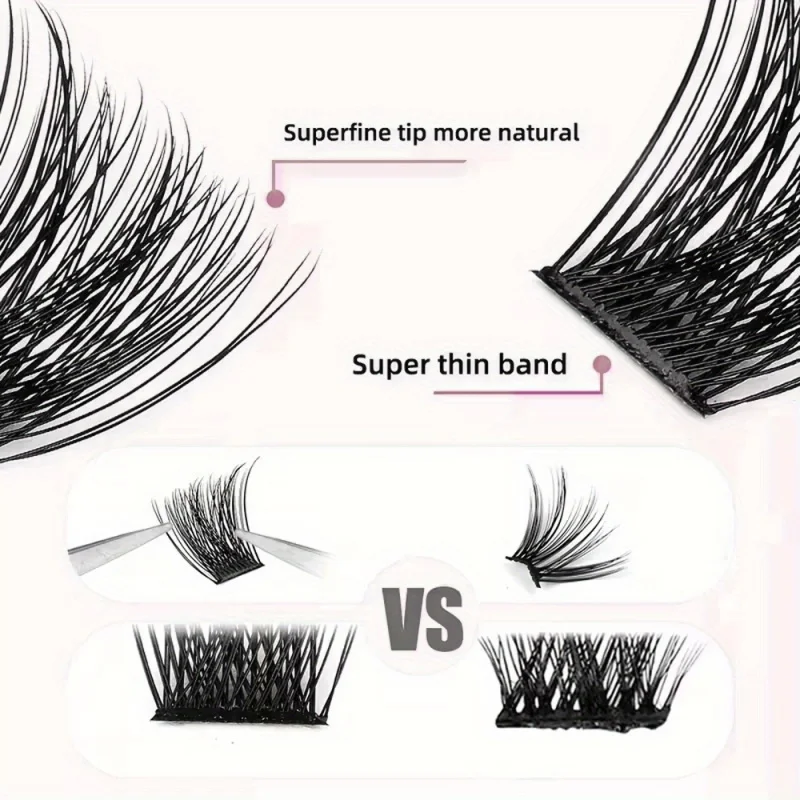 384本入り DCurl まつげエクステキット ナチュラル＆ふわふわ 10-18mm クラスタ プロ仕様 ホームビューティー用品、再利用可能、グルー付き