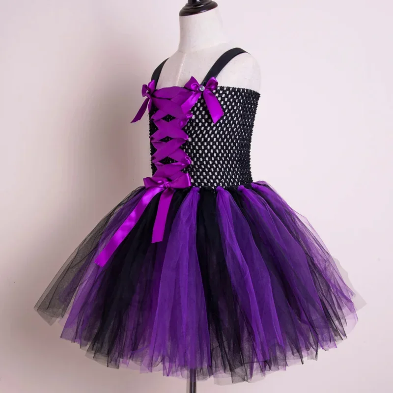 Halloween Witch Dress For Girls Scary Evil Queen Costumes Masquerade Dresses Carnival Disguise Clothes Elegant Princess Robe V