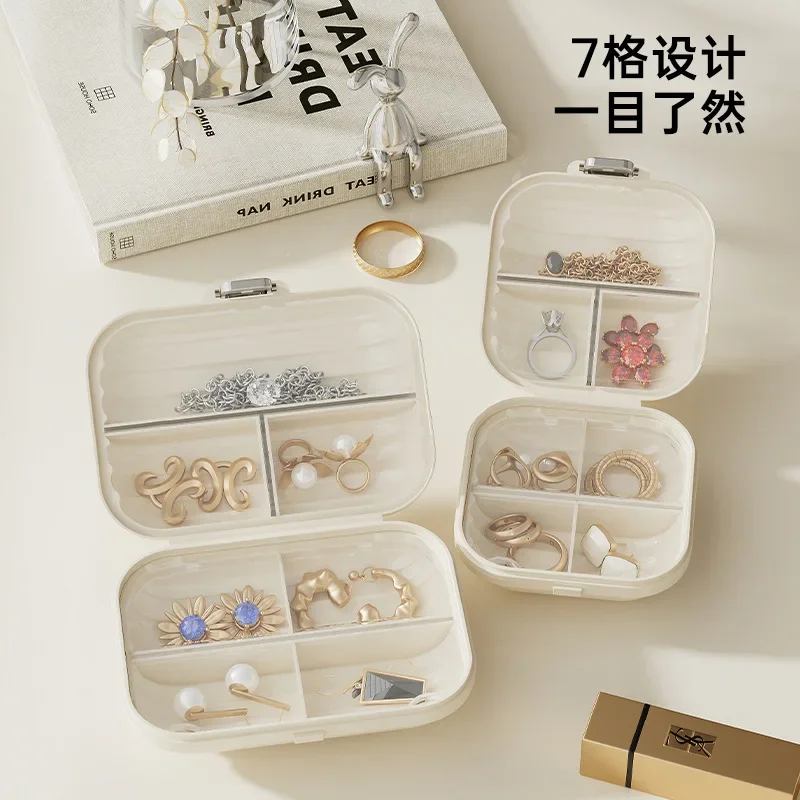 Uforu Pill Box Divided Into Compartments for Travel, Portable Jewelry Box, Double-sealed Moisture-proof Pill Storage Box