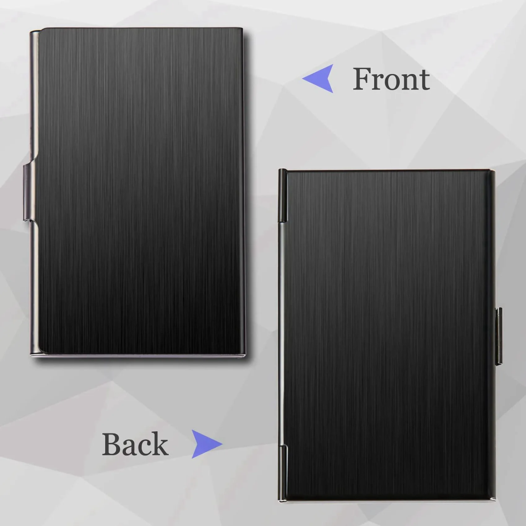 حامل بطاقات عمل صلب 2X، حافظة بطاقات عمل رفيعة، حافظة بطاقات معدنية للجيب، حامل بطاقة اسم المحفظة، إبزيم على شكل إغلاق، أسود #5