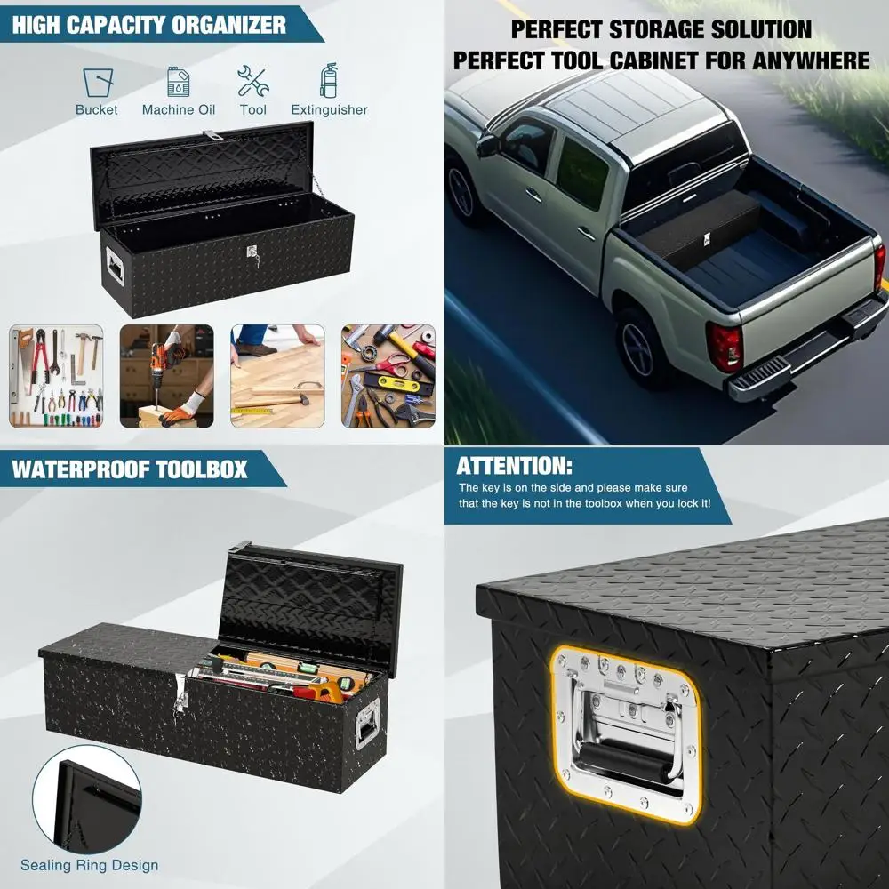 

39 Lockable Under Seat Aluminum Toolbox - Heavy-Duty, Weatherproof Storage Organizer for Trucks, SUVs, and Vans