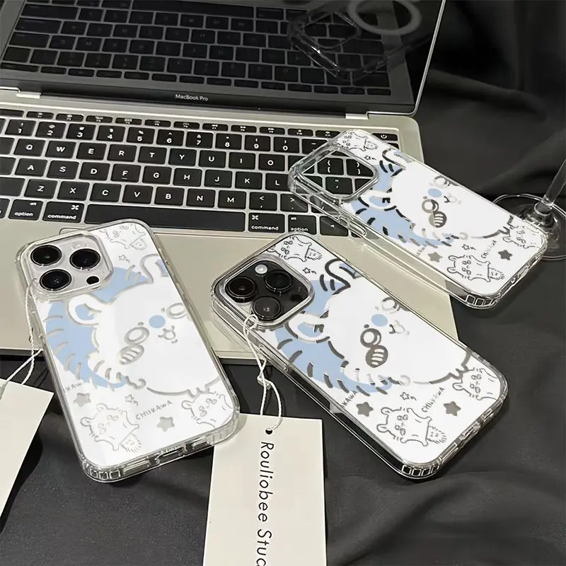 MINISO Chiikawa Momonga غلاف مغناطيسي شفاف IPhone16/15/14/13/12/11 حافظة هاتف محمول جديدة مضادة للسقوط Kawaii مقاومة للاهتراء #4
