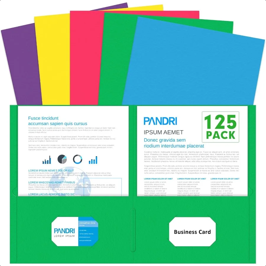 

Two Pocket Folders 125 Pack 2 Pocket Folders Letter Size Paper File Folder for School Office Home Busin Assorted 5 Colors