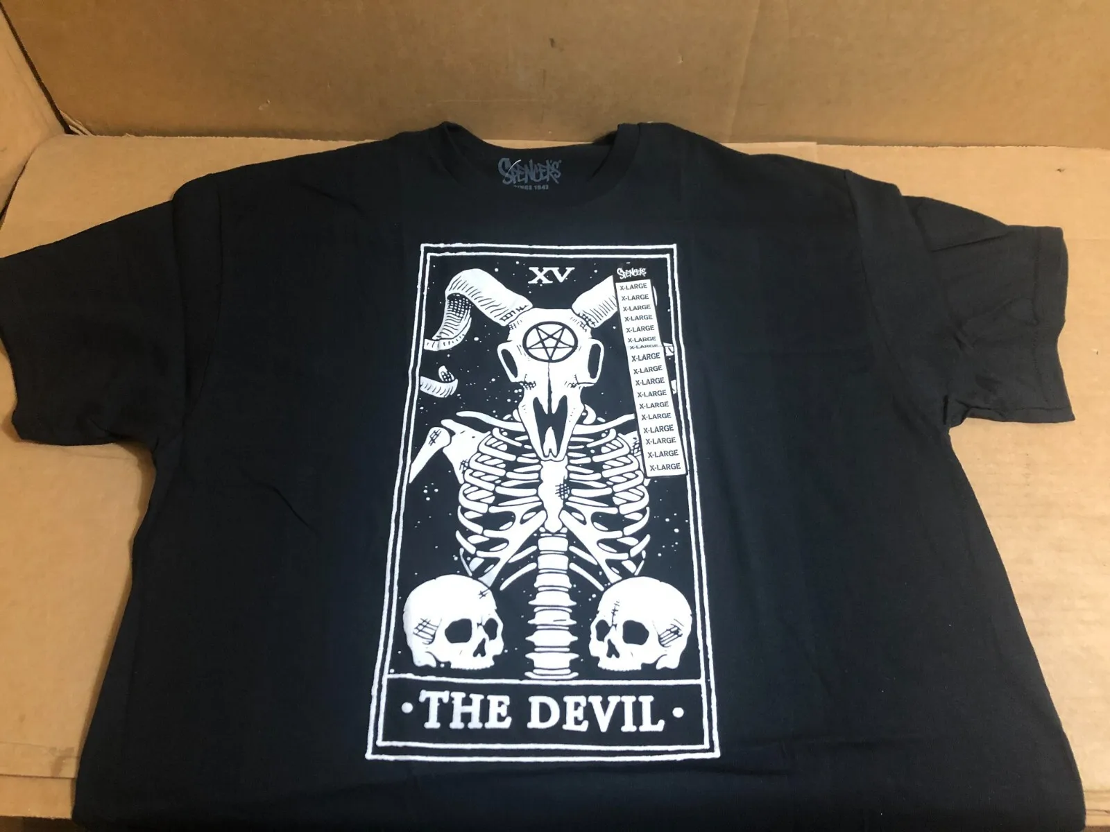 

Spencer s The Devil XV Skelleton Карта Таро Ужасы для взрослых XL Футболка Черная негабаритная уличная одежда унисекс с графикой в винтажном стиле ретро