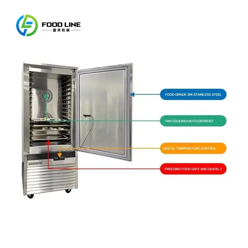 Customized Freezer 10 Trays Rapid Freezing Cabinet Stainless Steel Construction For Catering Business Food Store Heavy Duty