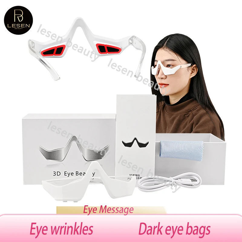 EMS Micro Current Pulse Eye Massager Red Light Therapy Eye Beauty Device Relieves Eye Fatigue Fades Dark Circle Anti Wrinkle