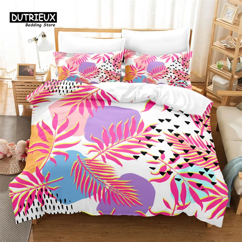 

Tropical Plants Duvet Cover Set, Fashion Bedding Set, Soft Comfortable Breathable Duvet Cover, For Bedroom Guest Room Decor