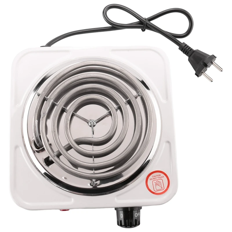 Electric Single Burner Cooktop Portable Adjustable Temperature Hot Plate,1500W, White & Stainless Eu Plug