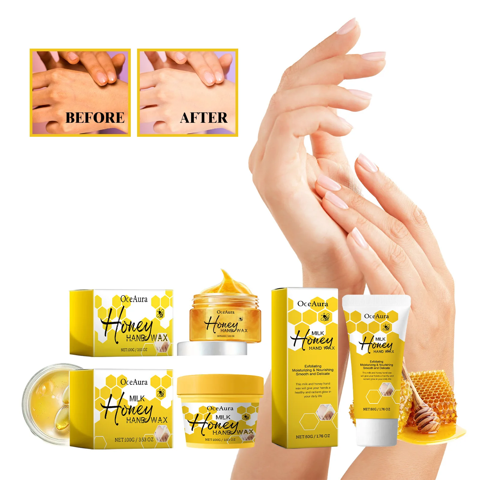 Honey Tear Hands Mask Moisturizes Moisturizes Softens Skin Keratin Relieves Dry Hands Remove Dead Skin Hands Skin Care Products