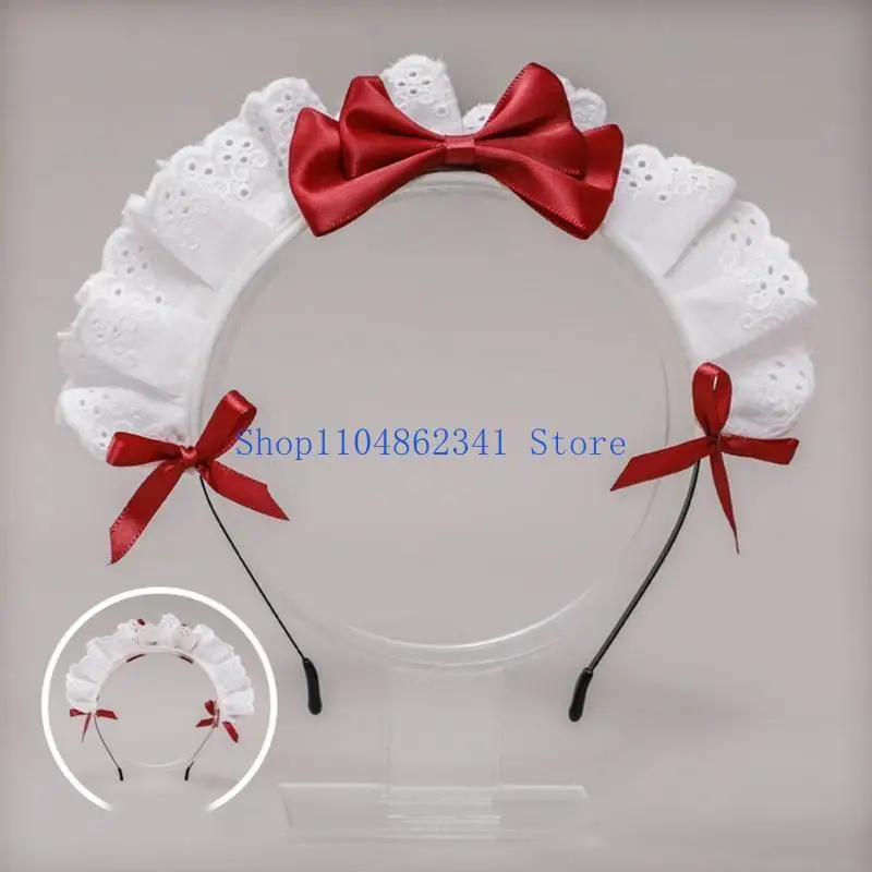 5asd gothique Punk coiffure ménage dentelle cheveux accessoires Cosplay bandeaux doux ébouriffé Satin nœud