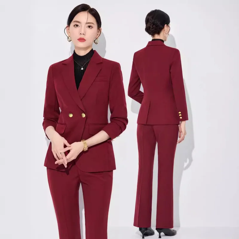 burgundy suit for women2025Spring and Autumn New High-end Fashion Casual Office Commuting Suit Workwear