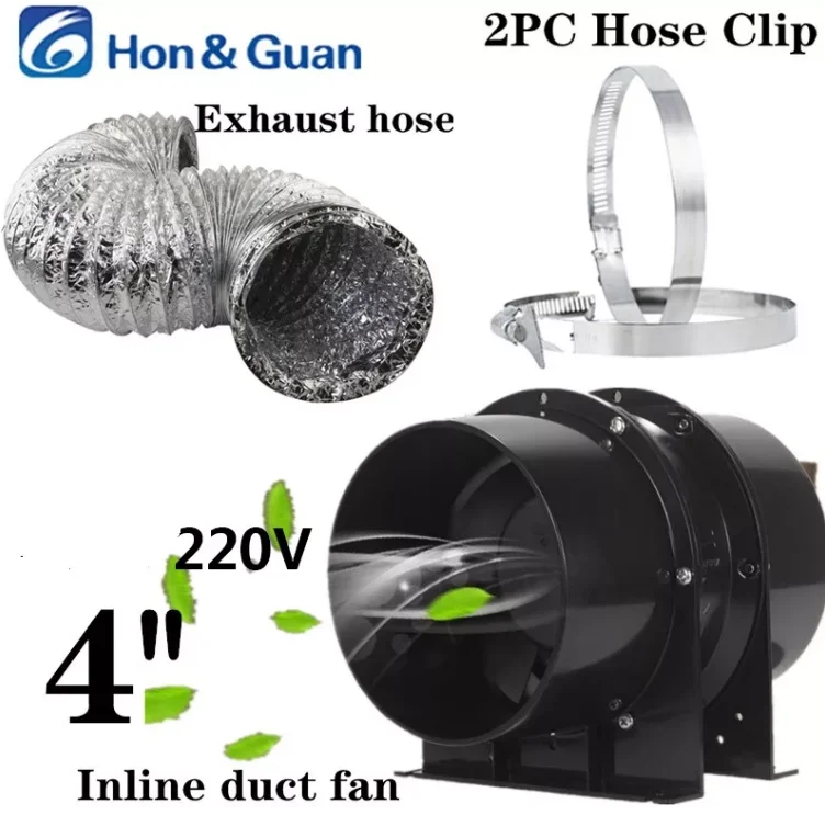 Hon&guan inline fanoušek 4/6 palec 220V ducting fanoušek výfukového hadicové klip vzduch odvětrávací komín souprava, pro dělat se stany s uhlík filtrů a hydroponie